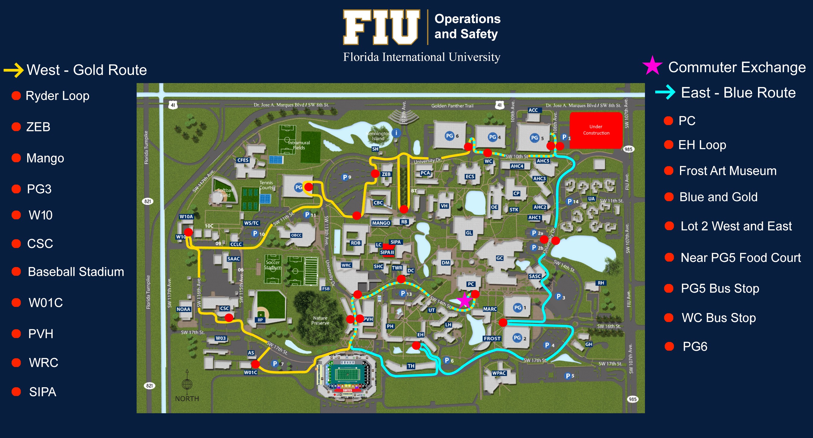 Panther Mover Operations Safety Florida International University   Panther Mover Map 