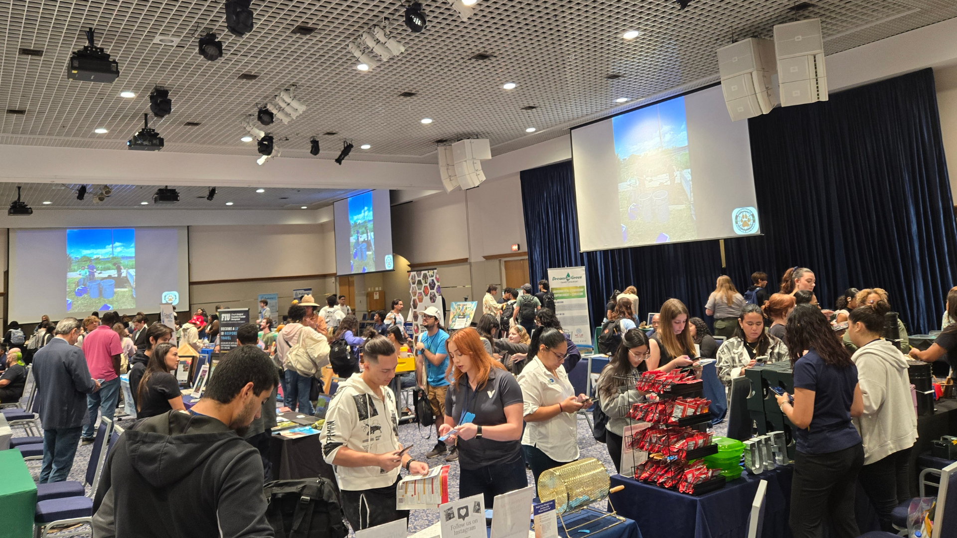 Wide shot of sustainability fair room